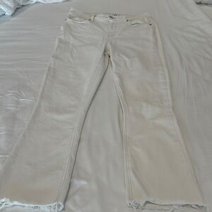 Paige Colette Crop Flare Women's White with a hint of a cream color Jean.